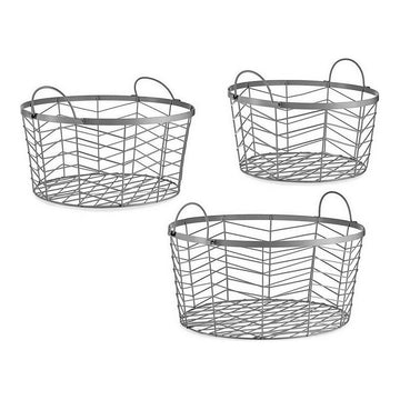 Set di Cesti Argentato Metallo 40 x 18 x 40 cm (3 pcs)