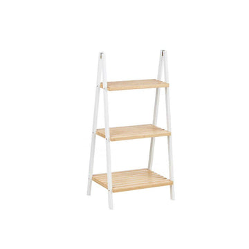 Scaffale da Bagno Bianco Naturale Bambù Legno di pino 40,3 x 81,5 x 30 cm