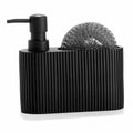 Dispenser di Sapone 2 in 1 per Lavandino Andrea House CC71087 Nero Resina Spugna 16,5 x 5,5 x 15 cm 300 ml