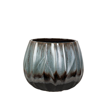 Vaso Romimex Azzurro Nero Ceramica 24 x 24 x 24 cm