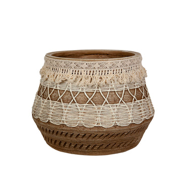 Vaso Romimex Beige Resina Con frange 31 x 30 x 31 cm