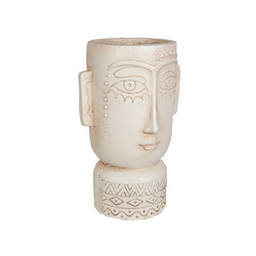 Vaso Romimex Grigio Resina Etnico Busto 25 x 38 x 21 cm