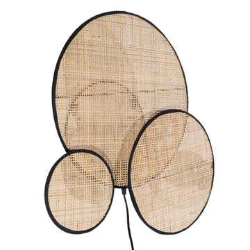 Applique da Parete Romimex Nero Naturale 11 x 52 x 52 cm Rattan