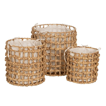 Set di Cesti Beige Crema Fibra naturale 45 x 45 x 45 cm (3 Unità)