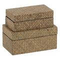 Set di Scatole Decorative Beige Naturale DMF 25 x 15 x 12 cm (2 Unità)