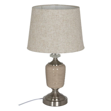 Lampada da tavolo Beige Argentato Metallo Cristallo 10 W 220 V 31,5 x 31,5 x 54 cm