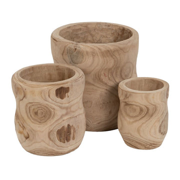 Set di vasi da fiori Naturale Legno di paulownia 44 x 44 x 46 cm (3 Unità)