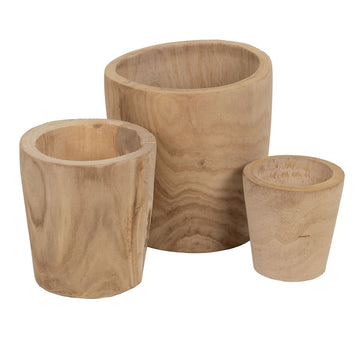 Set di vasi da fiori Naturale Legno di paulownia 32 x 32 x 32 cm (3 Unità)