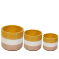 Set di vasi da fiori Romimex Giallo Beige Ceramica (3 Pezzi)