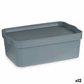 Scatola portaoggetti con coperchio Grigio Plastica 6 L (21,5 x 11 x 32 cm) (12 Unità)