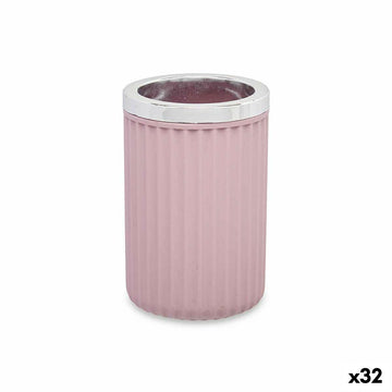 Bicchiere Portaspazzolini da Denti Rosa Plastica 32 Unità (7,5 x 11,5 x 7,5 cm)