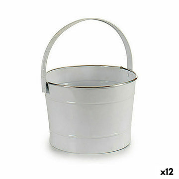 Vaso Secchio Bianco Argentato Zinco 25 x 29,5 x 27 cm (12 Unità)