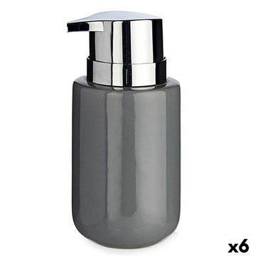 Dispenser di Sapone Grigio Argentato Metallo Ceramica 350 ml (6 Unità)