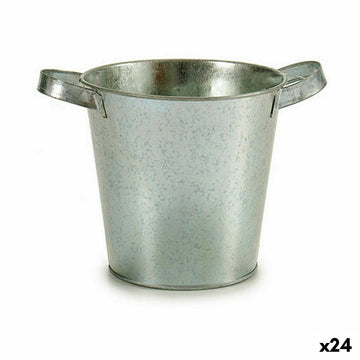 Vaso Secchio Argentato Zinco 20 x 14 x 16,2 cm (24 Unità)