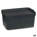 Scatola portaoggetti con coperchio Antracite Plastica 7,5 L 21 x 14,2 x 32 cm (12 Unità)