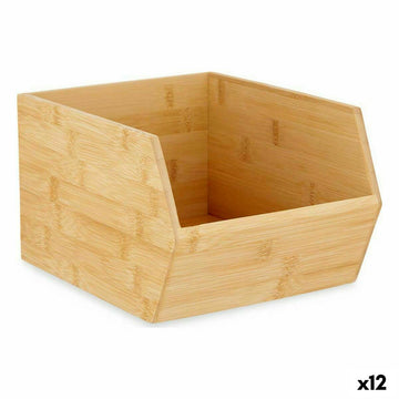 Scatola per Sistemare Impilabile Marrone Bambù 20,1 x 15,1 x 25 cm (12 Unità)