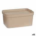 Scatola portaoggetti con coperchio Beige Plastica 7,5 L 21,5 x 14,5 x 32 cm (12 Unità)