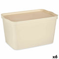 Scatola portaoggetti con coperchio Crema Plastica 24 L 29,3 x 24,5 x 45 cm (6 Unità)