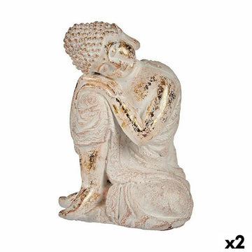 Statua Decorativa da Giardino Buddha Poliresina 23 x 33 x 26 cm (2 Unità)