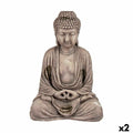 Statua Decorativa da Giardino Buddha Poliresina 22,5 x 40,5 x 27 cm (2 Unità)