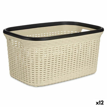 Cesto per i Panni Crema Plastica 36 L 36 x 25,5 x 52,5 cm (12 Unità)