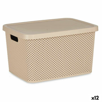 Scatola portaoggetti con coperchio Beige Plastica 19 L 28 x 22 x 39 cm (12 Unità)