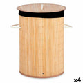 Cesto per i Panni Sporchi Naturale Nero Metallo Bambù 48 L Legno MDF (4 Unità)