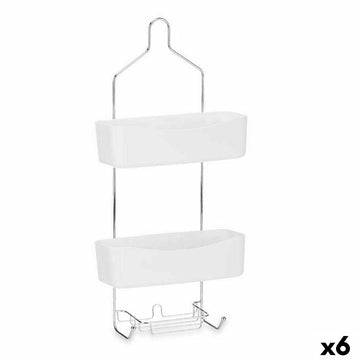 Portaoggetti da Doccia 28 x 60 x 14 cm Metallo Bianco Plastica (6 Unità)