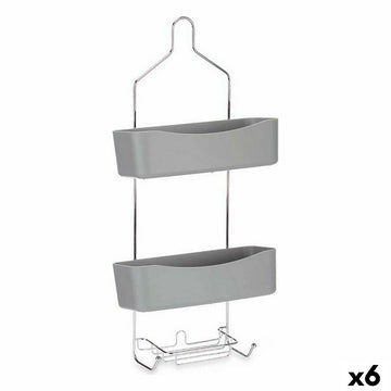 Portaoggetti da Doccia 28 x 60 x 14 cm Grigio Metallo Plastica (6 Unità)