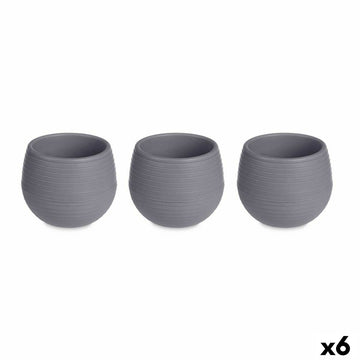 Set di Vasi Antracite Plastica 12 x 12 x 11 cm (6 Unità)