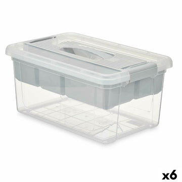 Scatola Multiuso Grigio Trasparente Plastica 9 L 35,5 x 17 x 23,5 cm (6 Unità)