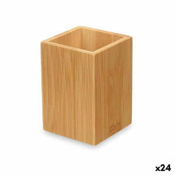 Portaspazzolini da Denti Naturale Bambù Plastica 6,8 x 9,7 x 6,8 cm (24 Unità)