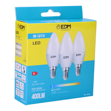 Confezione da 3 lampadine LED EDM G 5 W E14 400 lm Ø 3,6 x 10 cm (6400 K)