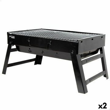 Barbecue Portatile Aktive Rettangolare Nero 50 x 23 x 30 cm (2 Unità)